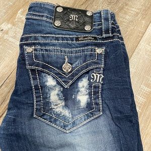 Miss Me medium wash distressed straight jeans